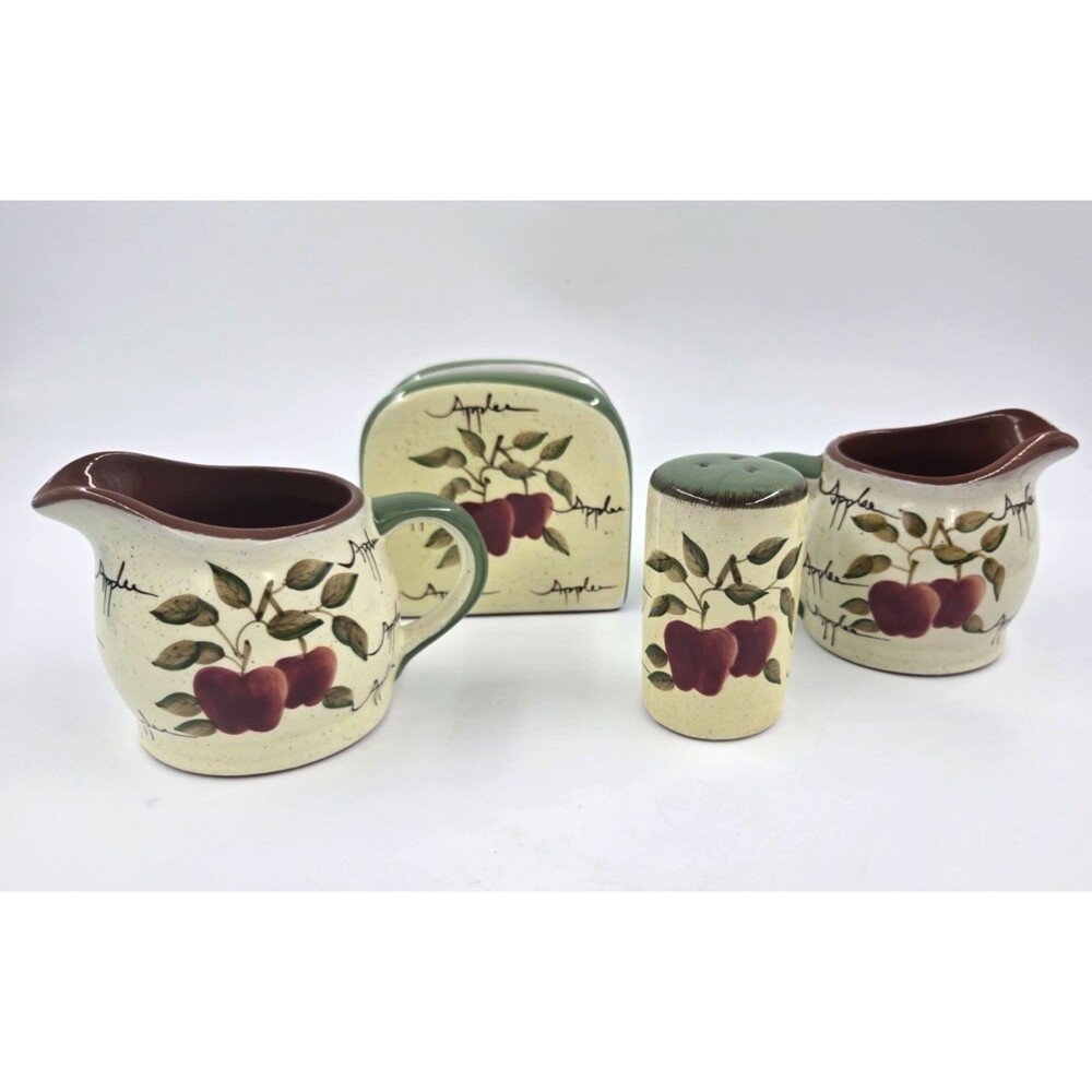 Vintage Home Interiors Apple Orchard Collection Set Napkin Pitcher Creamer Salt